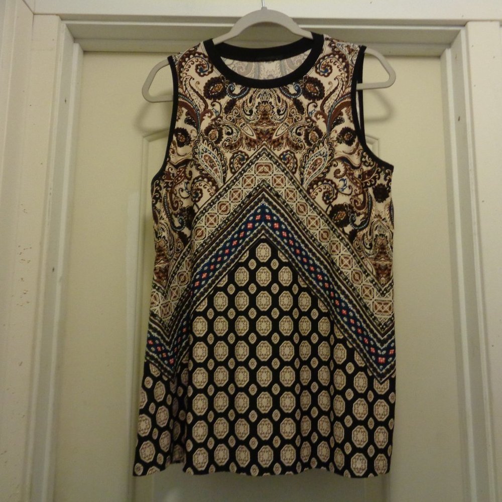 BOHO GEOMETRICS ART TANKY STRETCH TOP L